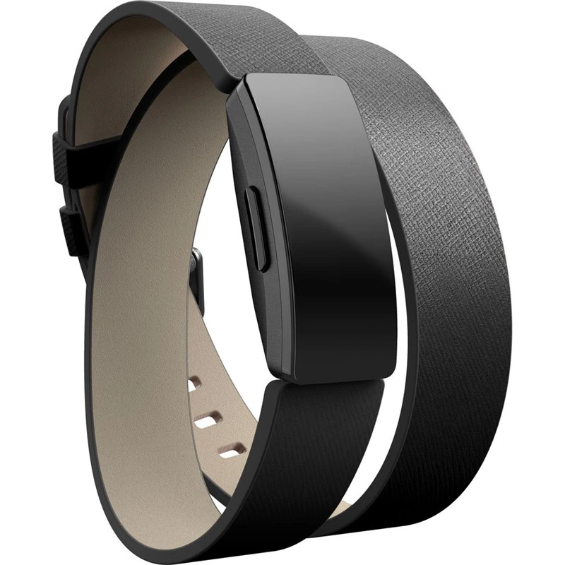 Fitbit Inspire Horween Leather Double Wrap Band Black