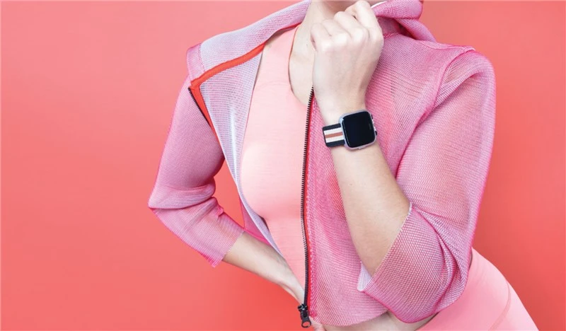 Fitbit Versa Woven Hybrid Band Navy/Pink - Image 4