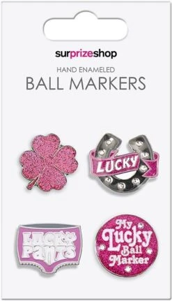 Surprize Shop Ladies Good Luck Golf Ball Marker Set Pink  