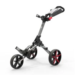 Powakaddy 2022 Micra Push Cart-Gun Metal/Red Trim  