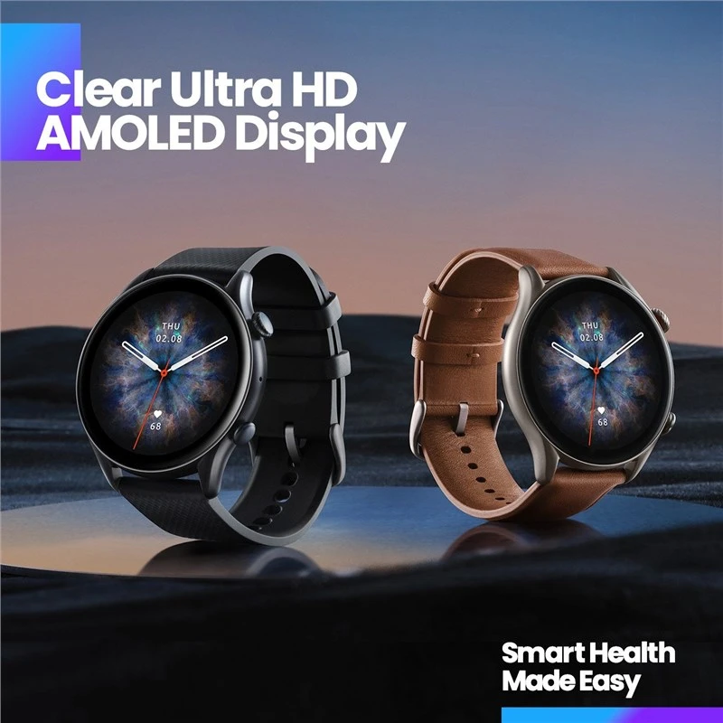 Amazfit GTR 3 Pro Smart Watch Brown Leather - Image 6